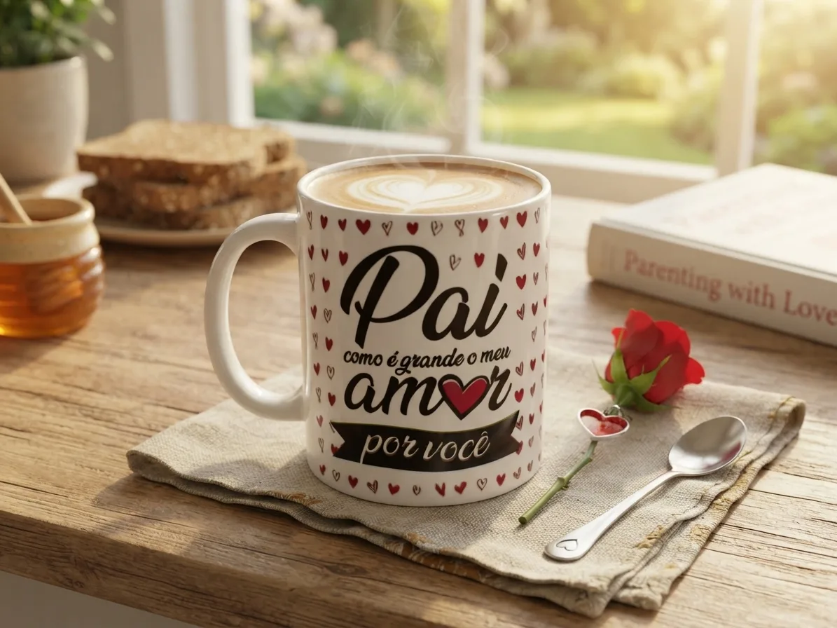 Caneca de Porcelana Presente para Pai com Frase Amor por Você
